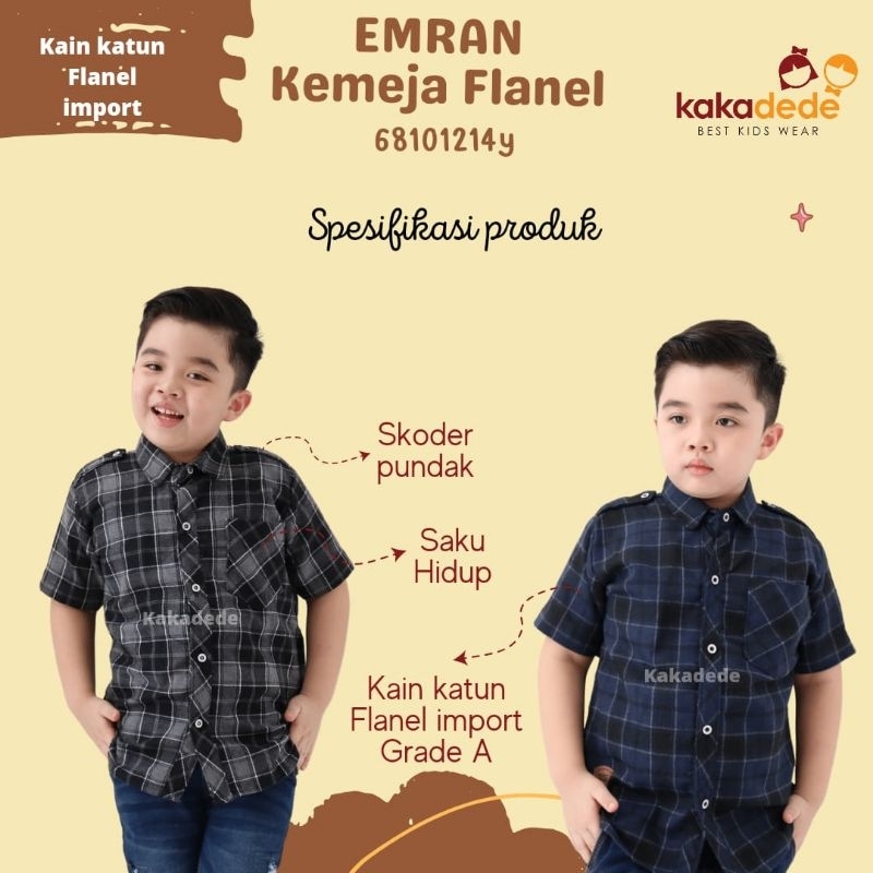 READY ‼️ Kemeja Lengan Pendek Flanel Premium by Kakadede bisa COD Kemeja Flanel Anak Super Nyaman