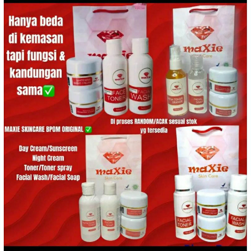 MAXIE GLOW ORIGINAL KEMASAN BARU/SKINCARE BPOM MURAH/PAKET GLOWING BPOM