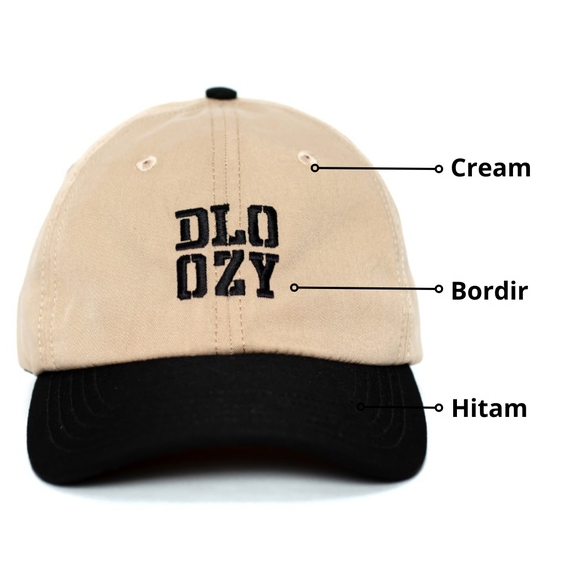 Topi DLOOZY Baseball Caps Hat Cream Hitam Dlz09