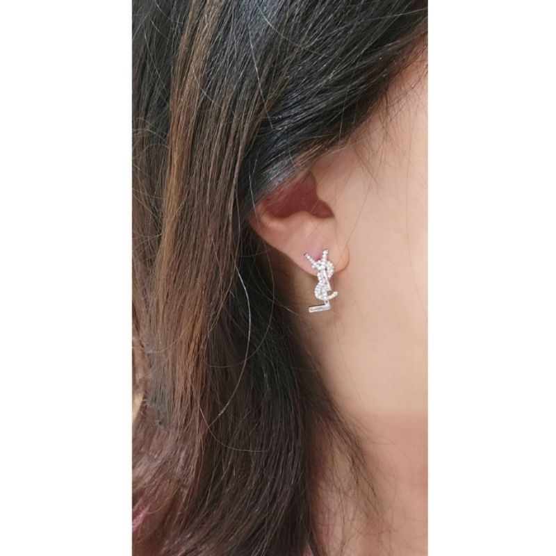 Anting Silver925 Perak mata tanam kilau mirip emas asli Premium Quality Anti Karat anti alergi S229
