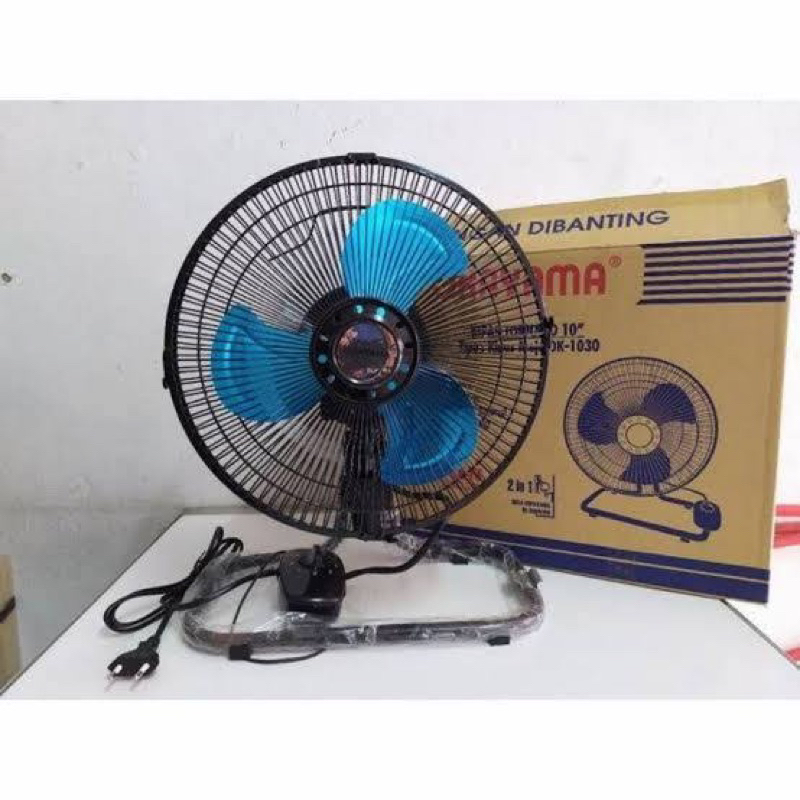 DESK FAN OKAYAMA 2in1 BESI 10 inch / KIPAS ANGIN MEJA OKAYAMA BESI