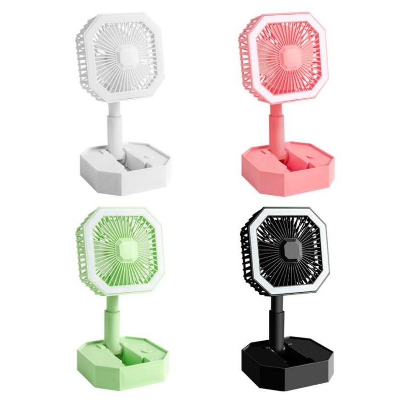 Kipas Angin Lipat Macaron LED Mini Portable Multifungsi Folding Mini Fan Rechargeable