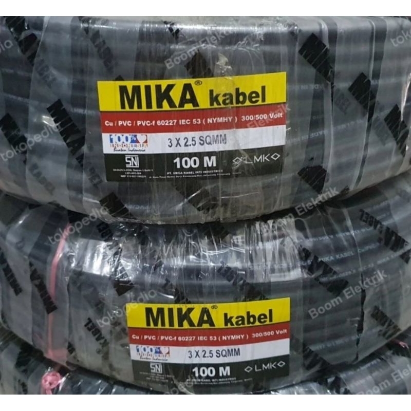 Kabel Nyyhy/Nymhy Hitam  3x2.5mm 100 Meter SNI MIKA