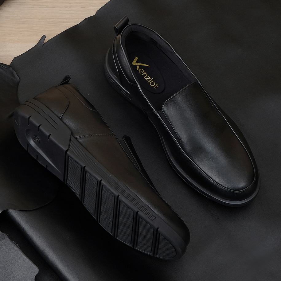 JOBS 2.0 BLACK (Kulit Asli) - Kenzios Original Sepatu Loafers Pria Kulit Sapi Asli Slip On Kasual Klasik Formal Kerja Kuliah Pria Loafer