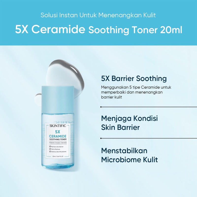 SKINTIFIC 5X Ceramide Travel Kit Skincare Paket Moisturizer + Cleanser + Shooting Toner + Serum Sunscreen