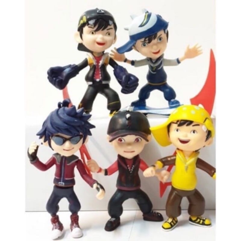 ACTION FIGURE BOBOIBOY MAINAN PAJANGAN KARAKTER KARTUN 1 SET ISI 5 - HIASAN TOPPER KUE