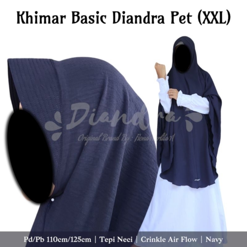Diandra Hijab_Khimar Diandra Cutting Bulat Size XXL PET Pd 110/Pb 125 Crinkle Airflow