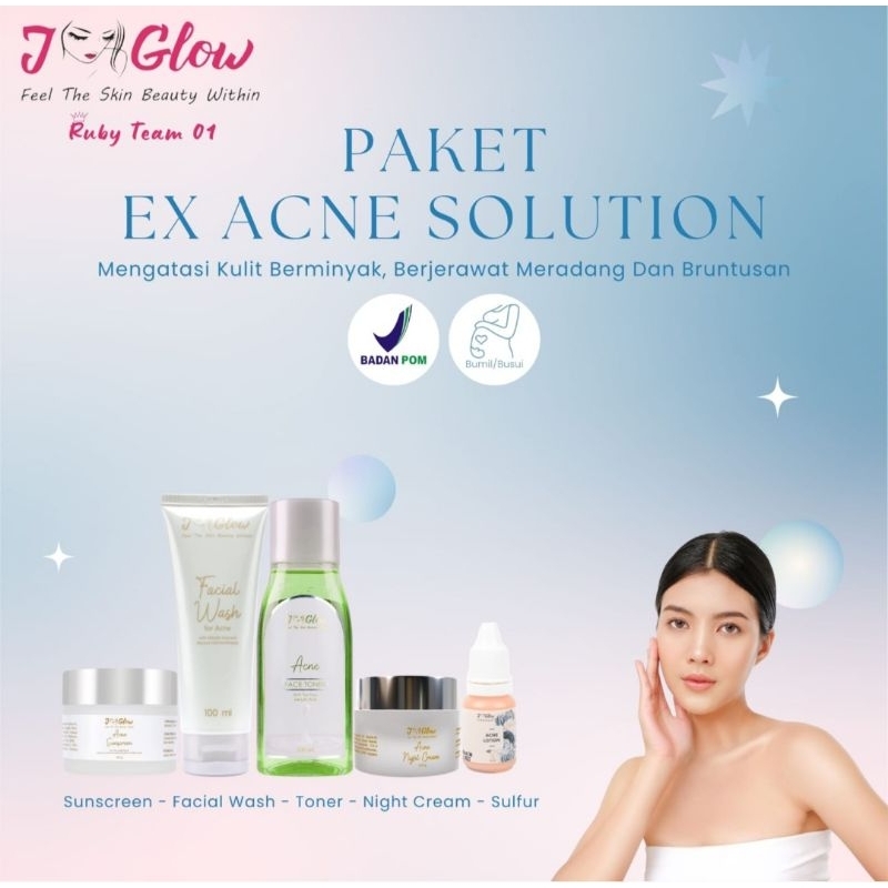 Jglow skincare PAKET EXTRA ACNE SULFUR )AMPUH MENGATASI MASALAH JERAWAT BATU/MERADANG