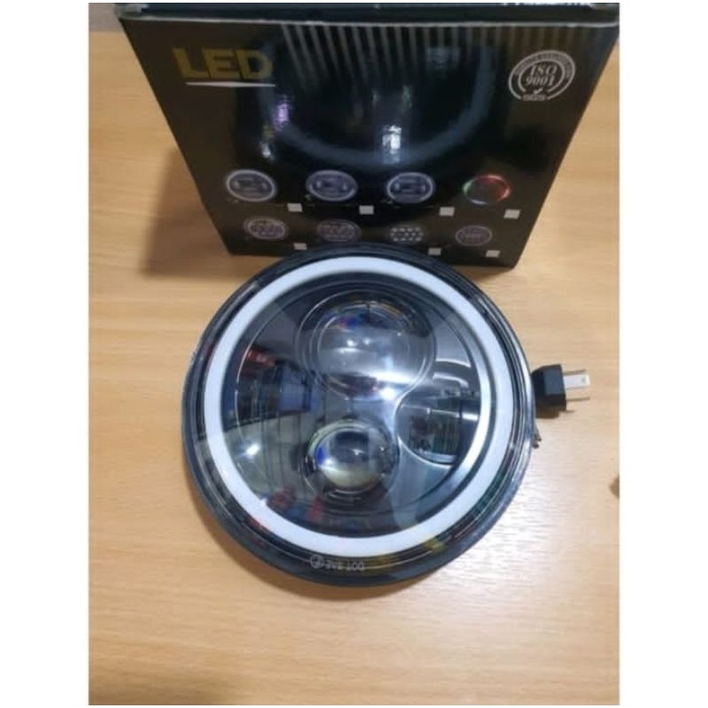 Lampu Daymaker LED 7 Inci 4 Mata Lensa 2 Senja Setengah Warna Hight Low Kualitas Terbaik