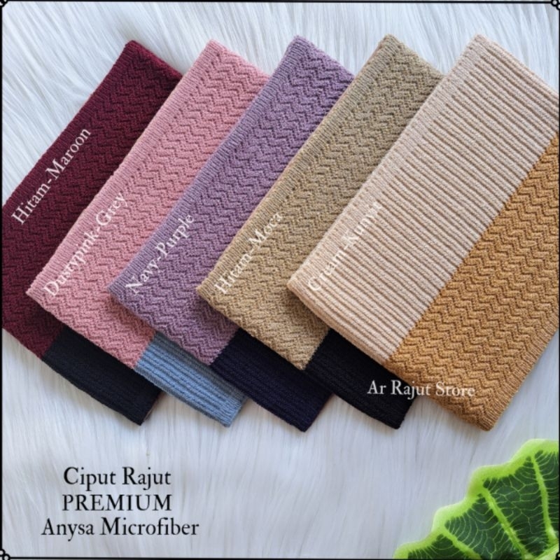 Ciput Rajut Premium Anysa Microfiber/Inner Bandana Hijab 2Warna 2Motif Zigjag salur/Daleman Kerudung anti melar