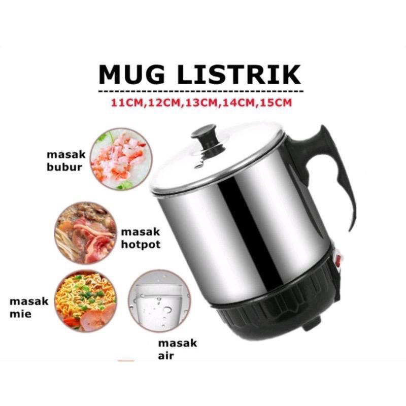 Mug Listrik Teko Listrik Panci Listrik Q2 Stainless Steel 1.500ml Pemanas Air Teko Masak Air Panci Rebus