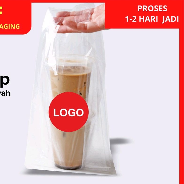 PLASTIK BENING MAKANAN / MINUMAN SABLON CUSTOM ISI 100 PCS 2 CUP