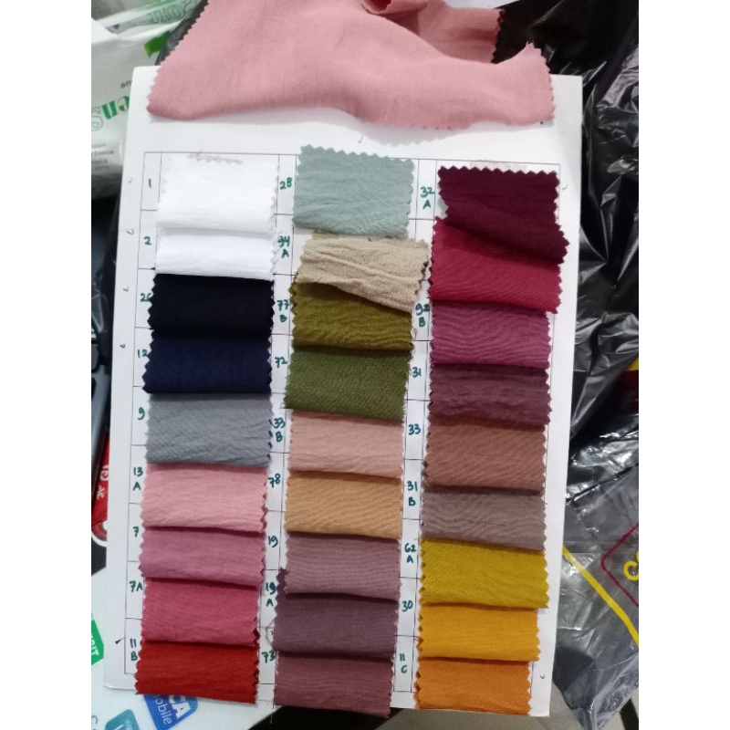 kain crinkel polos berbagai warna