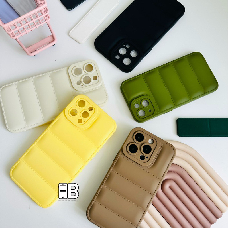 Casing Pillow Puff Square Edge Lens Cover Case iPhone X XR XS 11 12 13 14 PRO MAX