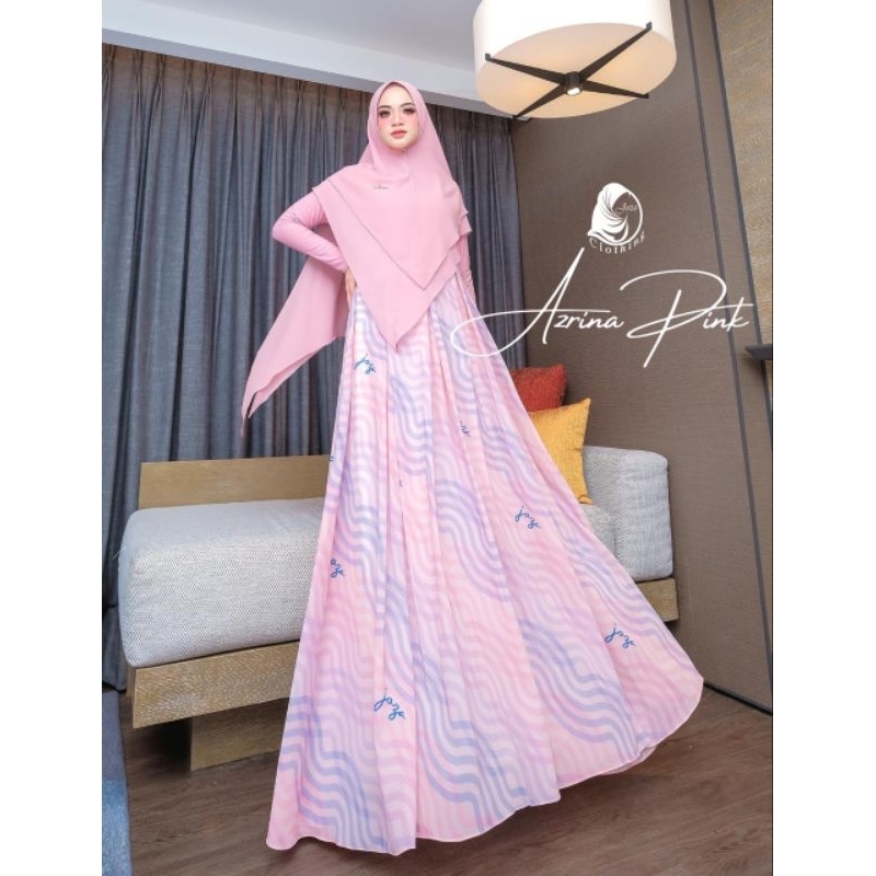 AZRINA PINK SET KHIMAR PREMIUM GAMIS DAILY DRESS SYARI BY JOZA CLOTHING