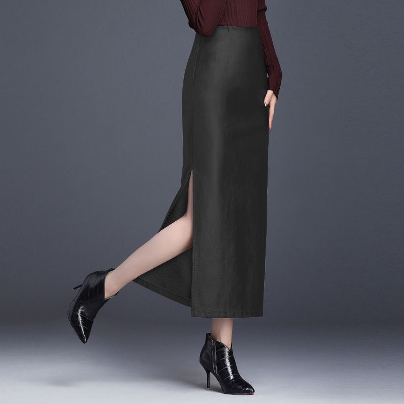 Rok Kulit Wanita/rok midi skirt leather