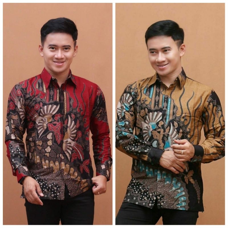 kemeja batik pria modern lengan panjang terbaru