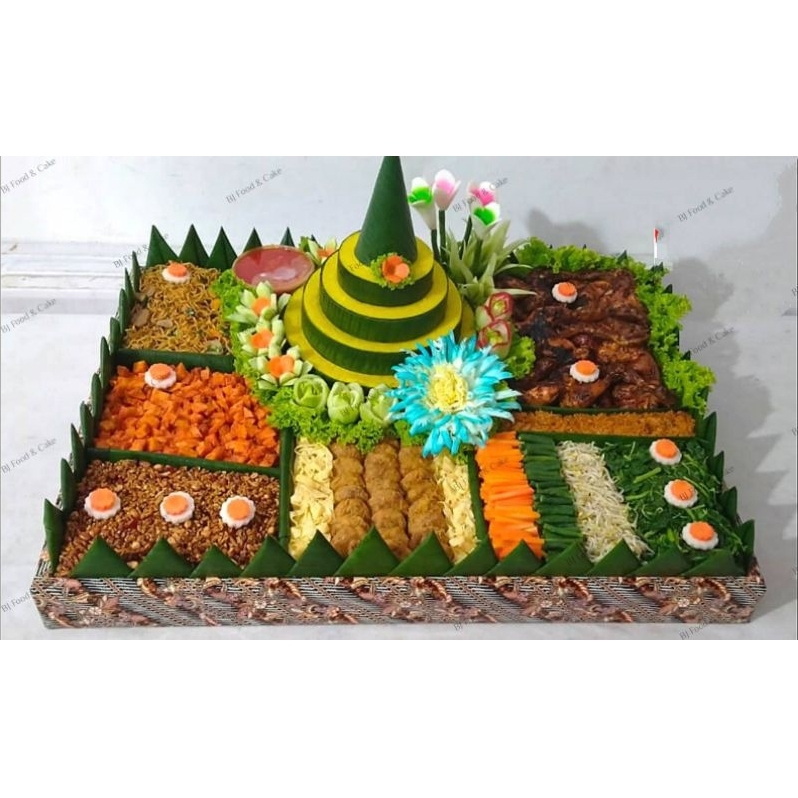 Tumpeng Papan / Tumpeng Nasi Kuning / 30 porsi / BJ Food Cake