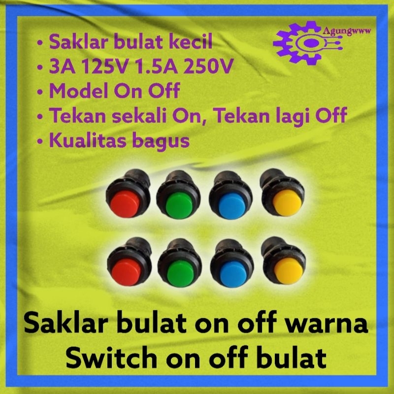 saklar bulat on off kecil 12mm