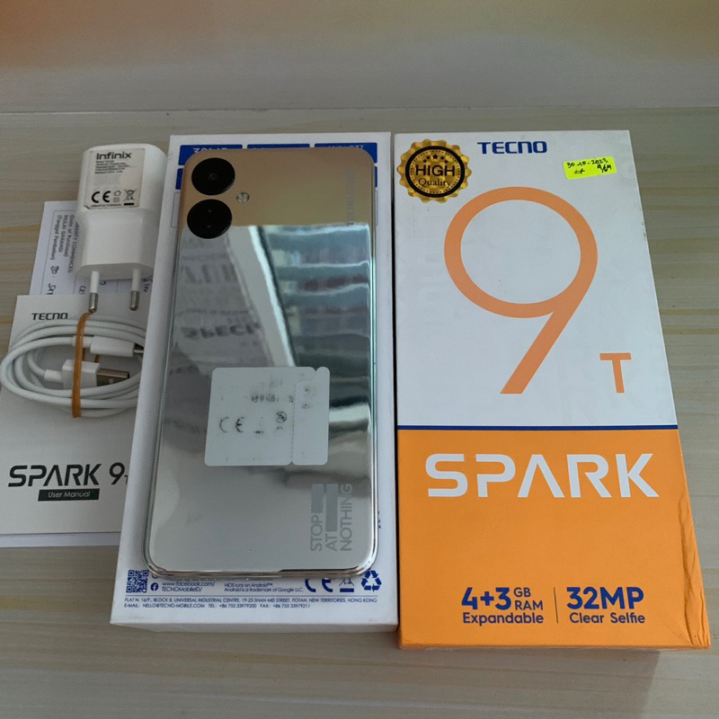Tecno Spark 9T ram 4GB 64GB Silver Bekas - Fullset Resmi - second
