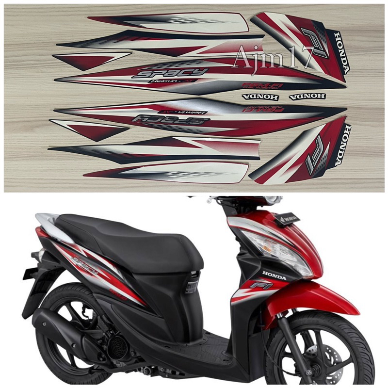 STIKER STRIPING MOTOR SPACY FI 2016 MERAH MAJESTIC RED