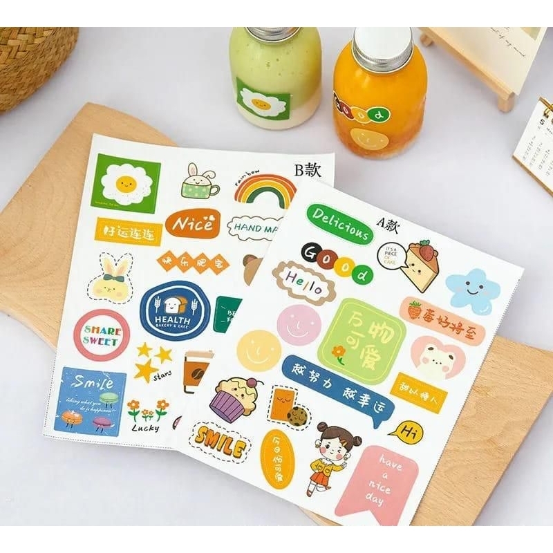 Sticker Dessert Lucu / Stiker Kemasan Korea / Stiker Packaging Kue Minuman