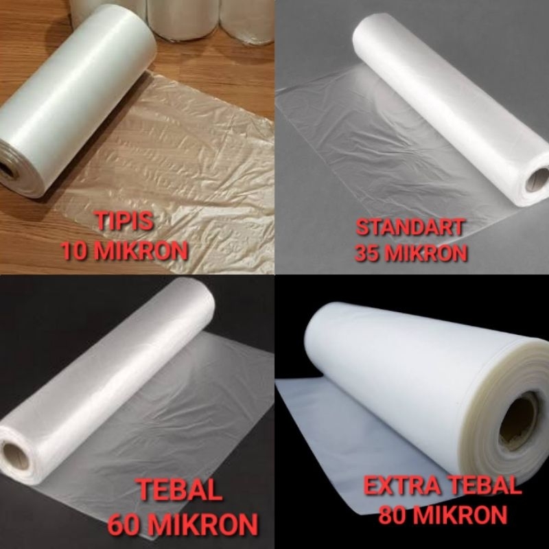 PLASTIK ALAS GENTENG RUMAH ANTI BOCOR PLASTIK ROLL UK TERLENGKAP 230cm 200cm 150cm 120cm 100cm 70cm 60cm | Plastik rangkap 2 meteran jual per meter | terpal bening trasnparan 1 gulung 1roll | plastik pe cor bangunan rollan