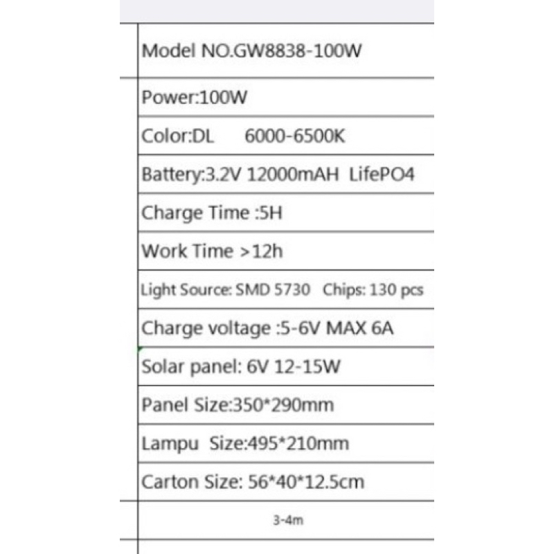 PJU Solar Lampu Jalan Led 100W 100 Watt Tenaga Surya