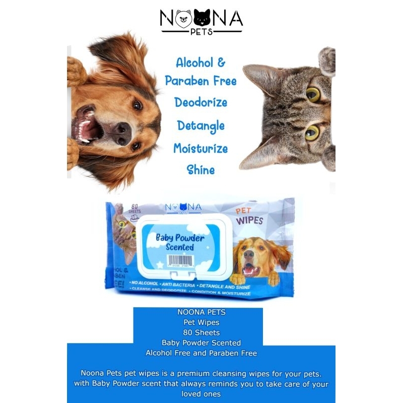 TISSUE basah anjing kucing pet wipes baby powder by noona pets tisu