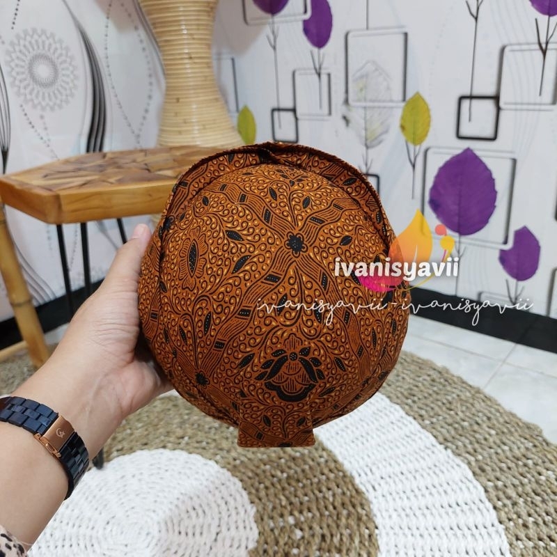 Blangkon Solo Jarik / Bahan Premium - Motif Sido Mukti Coklat