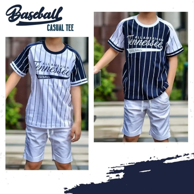 Kaos Baseball Anak Laki Laki Keren Casual Bahan Cotton Combed 24s Premium Usia 4 5 6 7 8 9 Tahun