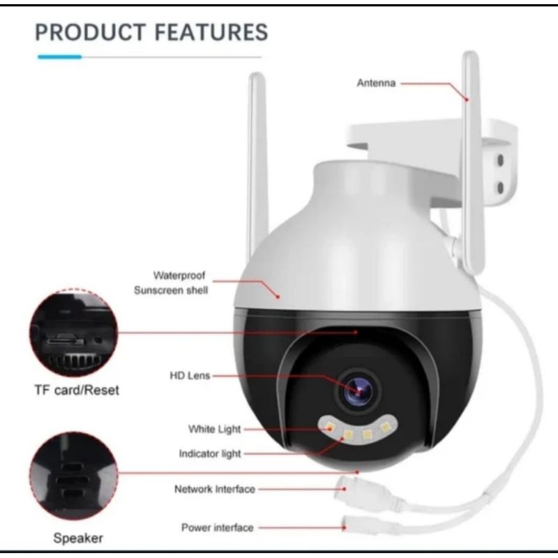 V380 Camera Cctv Ip Wireless Wifi Ptz Ir App v380 5MP Hd 1080P Anti Air bos