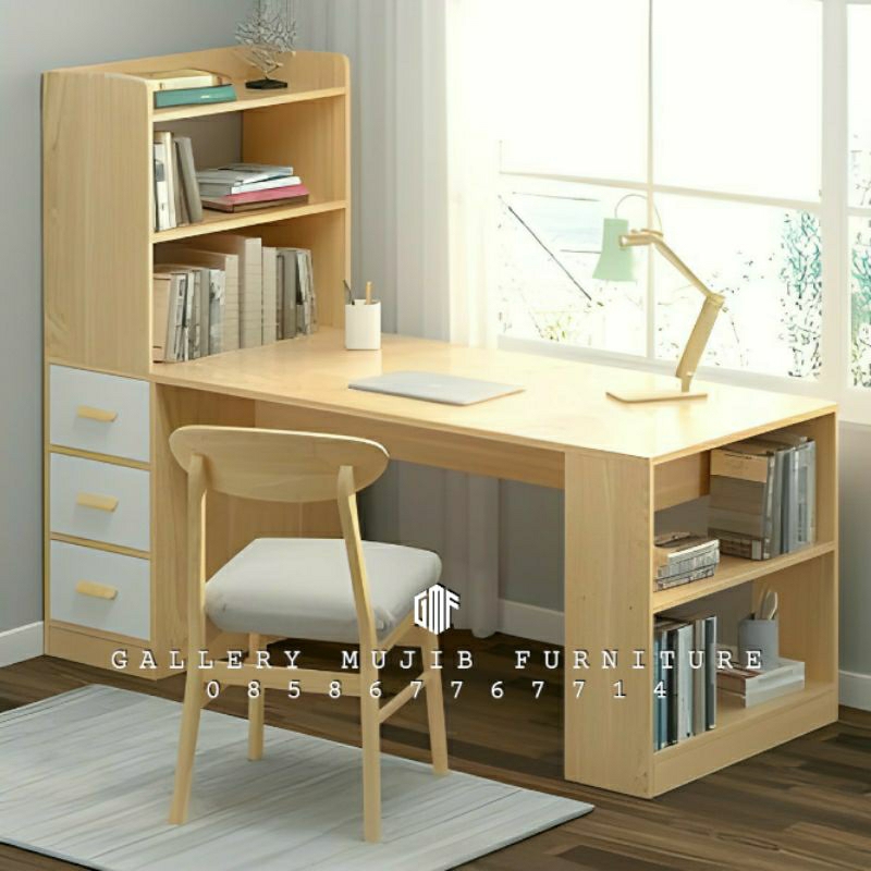 MEJA BELAJAR MINIMALIS MEJA BELAJAR MODERN KAYU JATI BLEACHING