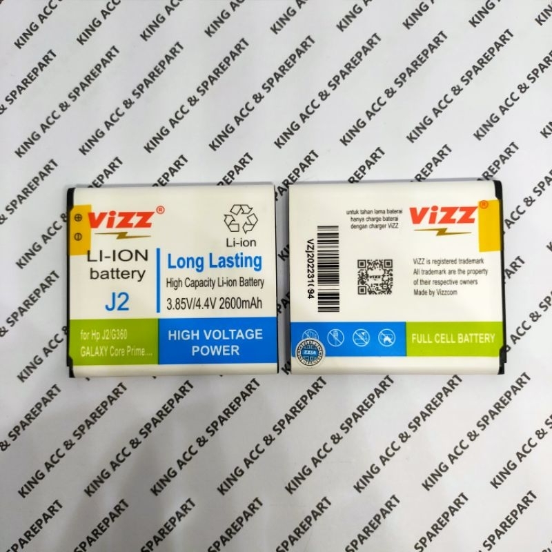 Baterai batre battery vizz samsung galaxy j2 core prime j200 g360 double power