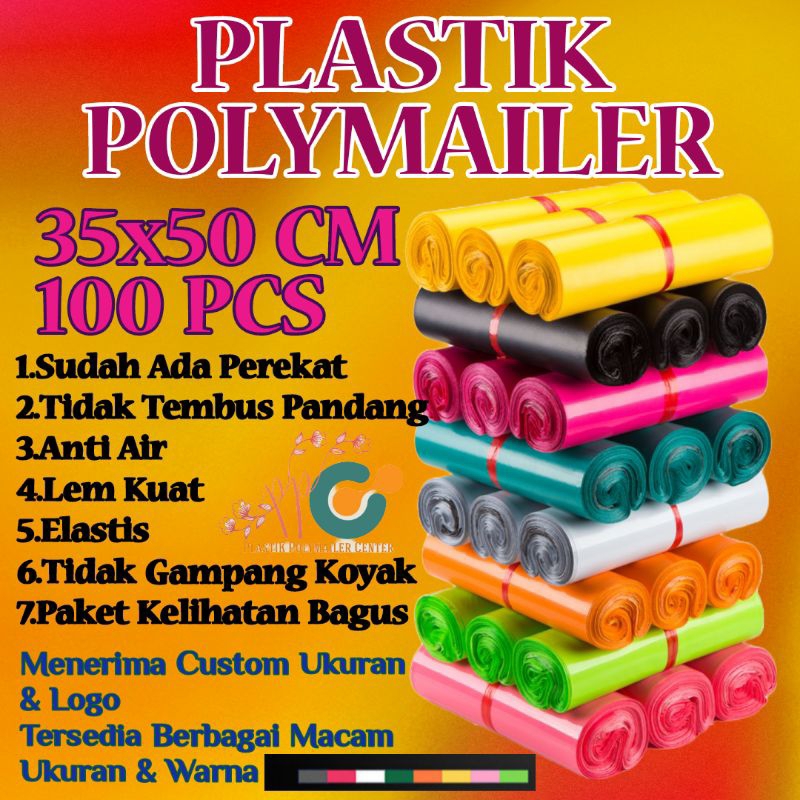 

Kantong Plastik Polymailer 35x50 CM Isi 100 Lbr Packing Baju Olshop warna