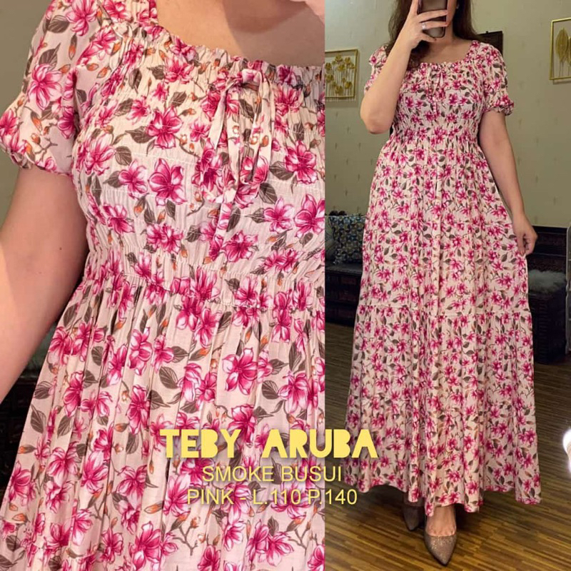 Daster Arab Teby ARUBA Dress Rayon Smoke Sabrina Flowy Super Klok