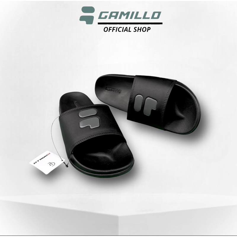 Sandal Slide Slip Slippers Pria Kualitas Premium  Official - Sandal Slide Black SWH PL 01