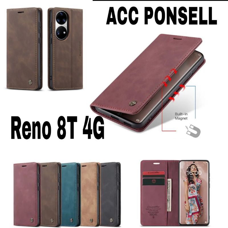 Flip Case Oppo Reno 8T 4G wallet leather cover casing Dompet premium caseme