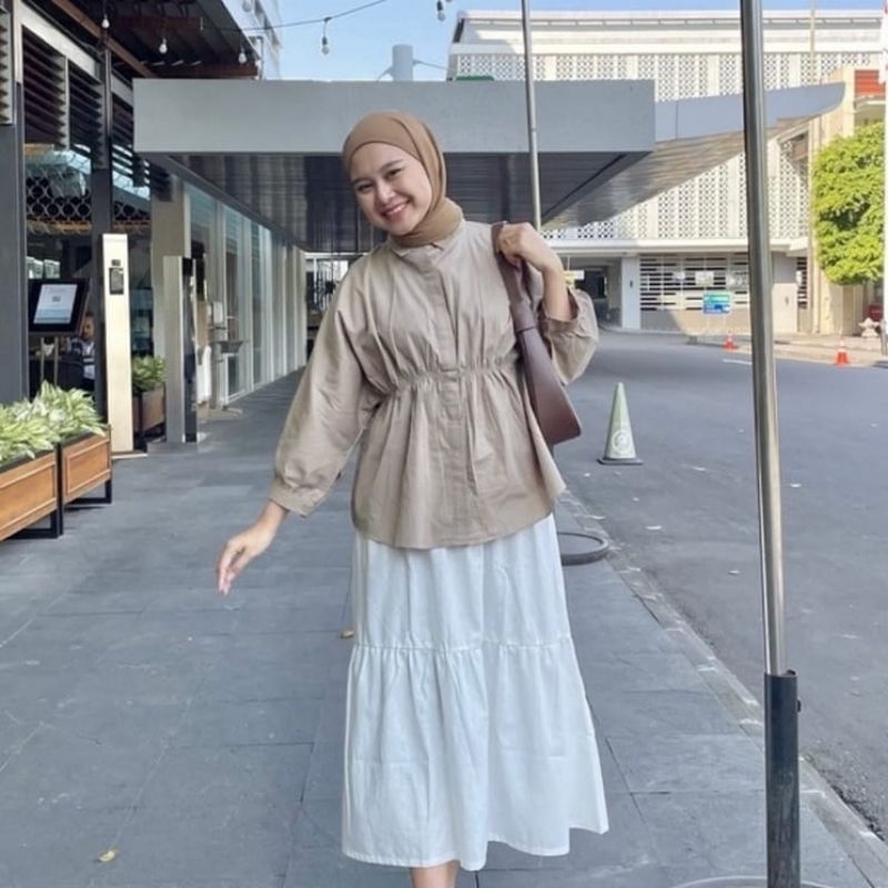 ALYA SHIRT / Kemeja Wanita Oversize kerut
