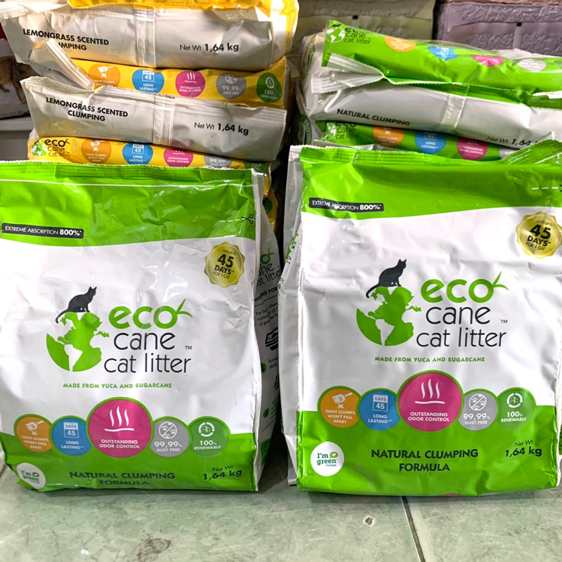 Eco Cane Cat Litter / Pasir Kucing ecocane 1.64kg - LEMONGRASS