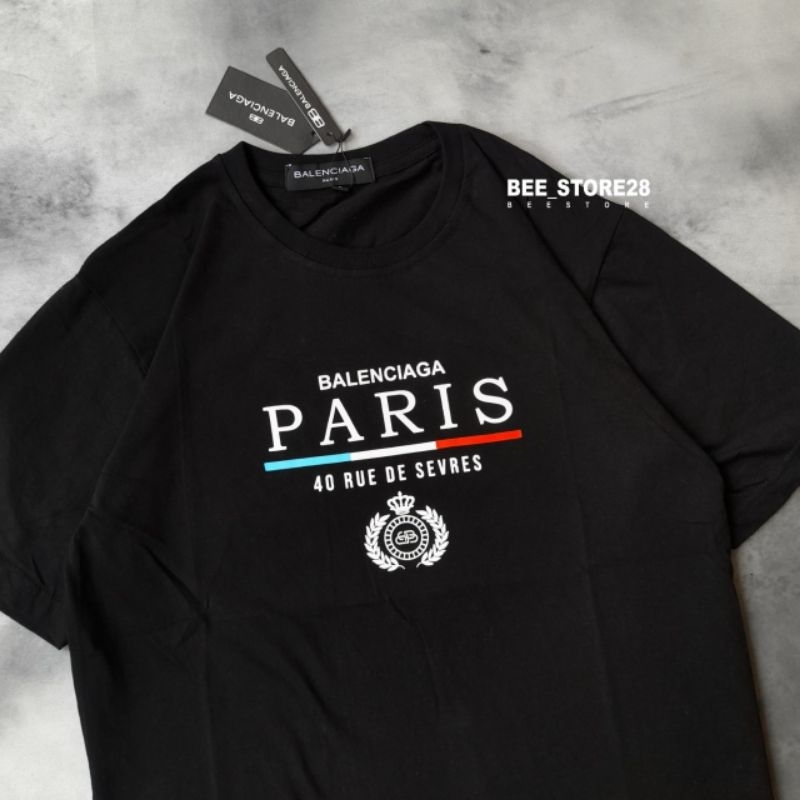 KAOS T-SHIRT BAL3NCIAGA X PARIS HITAM PREMIUM