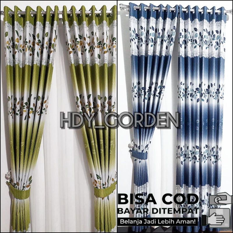 PROMO Poni Atas Pintu Gorden Poni Blackout Import Printing Hijau Ungu Tinggi 250 Cm