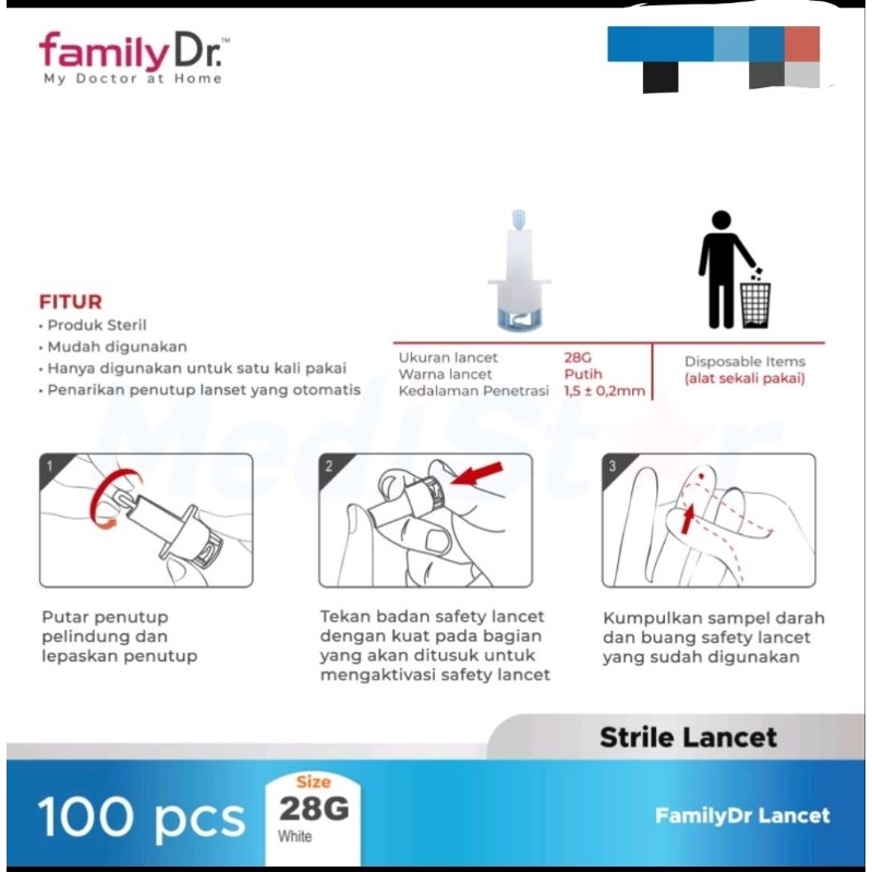 Lancet Family dr AktiveSafe Steril/ Lancet Sekali Pakai 28g