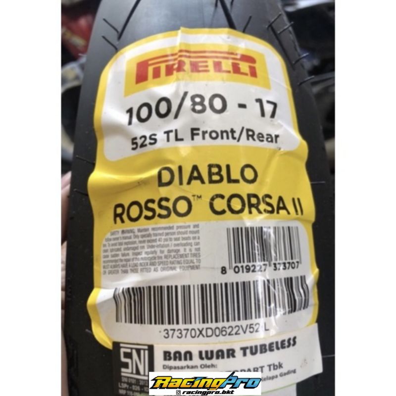 Ban Pirelli Diablo Rosso Corsa II 100/80 Ring 17 Soft Compound Tubeless