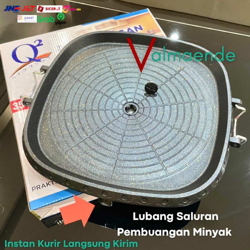 Grill Pan Panggangan BBQ anti Lengket Q2 8135 Panggangan Kotak 35cm Yakiniku Bulgogi Pan Wajan