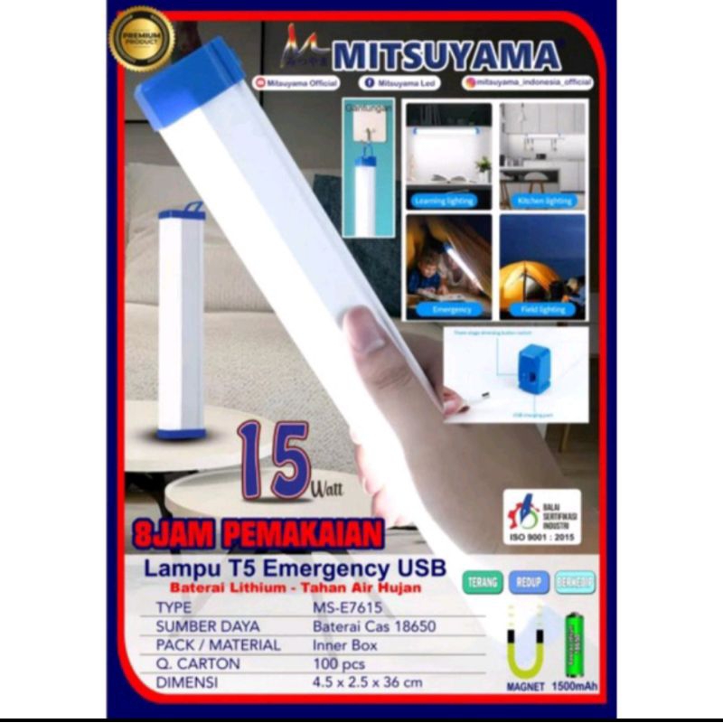 Lampu Emergency Led neon panjang Mitsuyama MS E 7630 10w 15w 30w