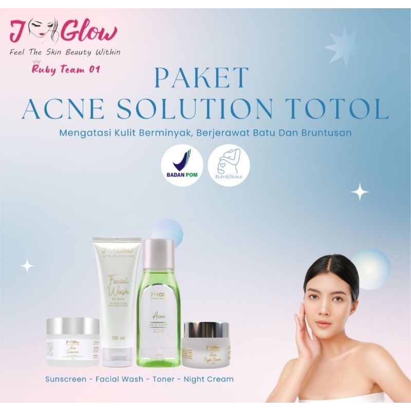 Jglow Skincare Paket Extra Acne Totol Whitening Skin Cream Glowing(isi 5 item)KEMASAN TERBARU