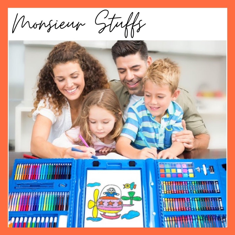 

Crayon Set 208pcs / Alat Menggambar Mewarnai Dan Melukis Lengkap Isi 208 Pcs Untuk Anak-Anak / Kit Art Supplies Painting Set For Children / Krayon Hadiah Kado Ulang Tahun Anak Birthday Gift Water Colors Pensil Warna Pencil Colours Coloring Set