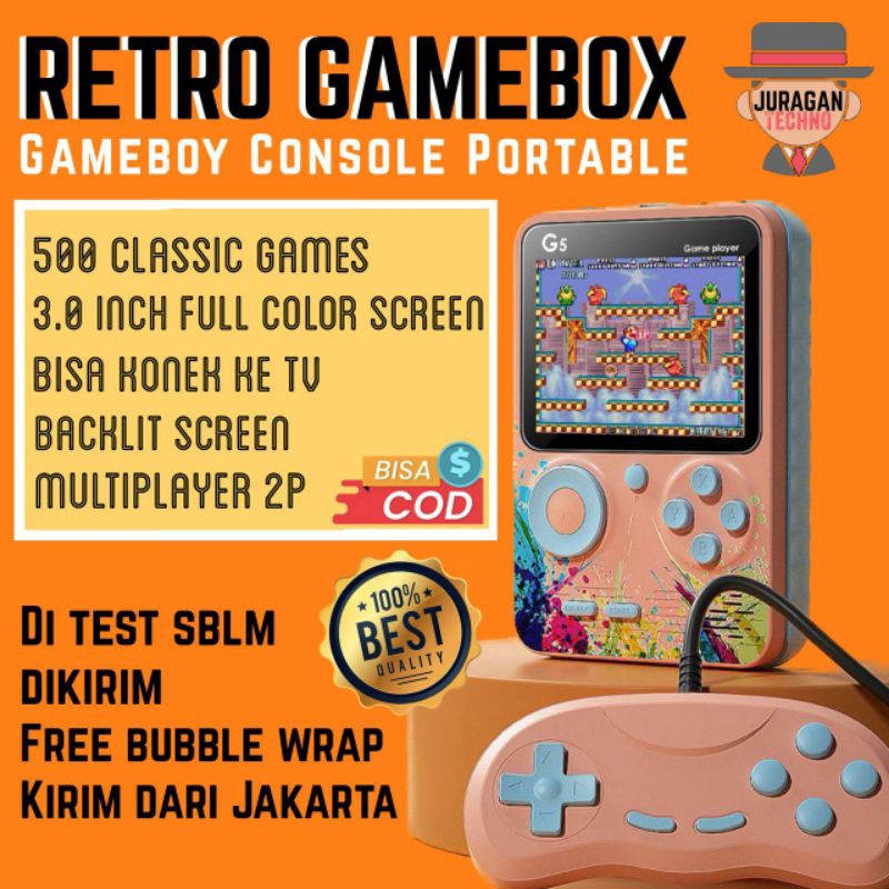 Gameboy G5 Game Boy Console Potable Mainan Anak 500 Games Retro Game Box Gamebox Berkualitas Single Player dan Dual Player Gamebot