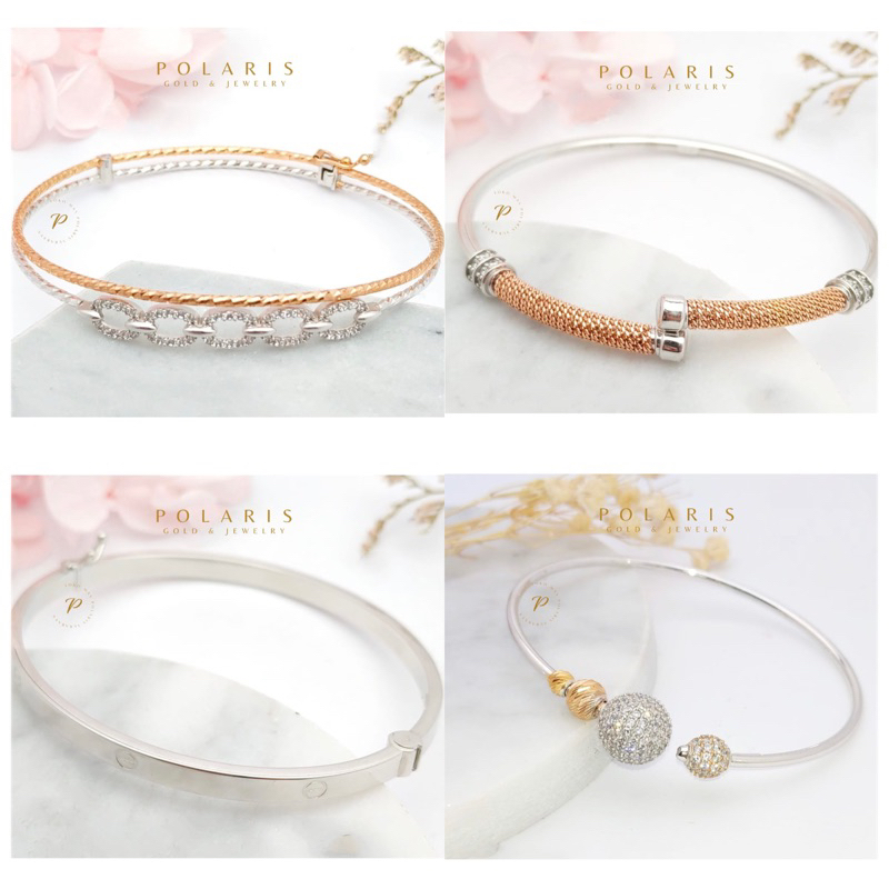 Gelang Tangan Bangle White Gold Perhiasan Fashion Kadar Emas Muda 375/8K